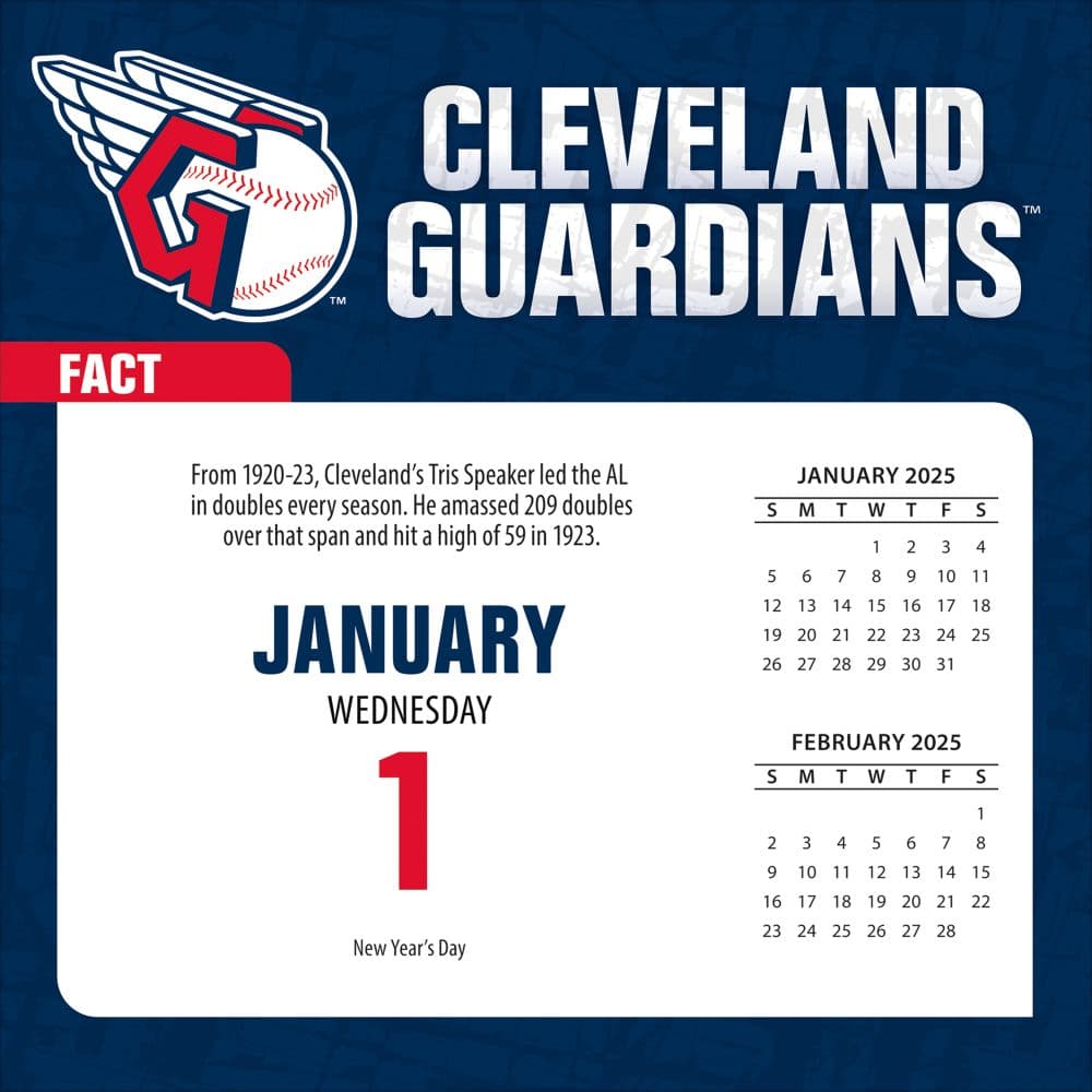 MLB Cleveland Guardians 2025 Desk Calendar First Alternate Image