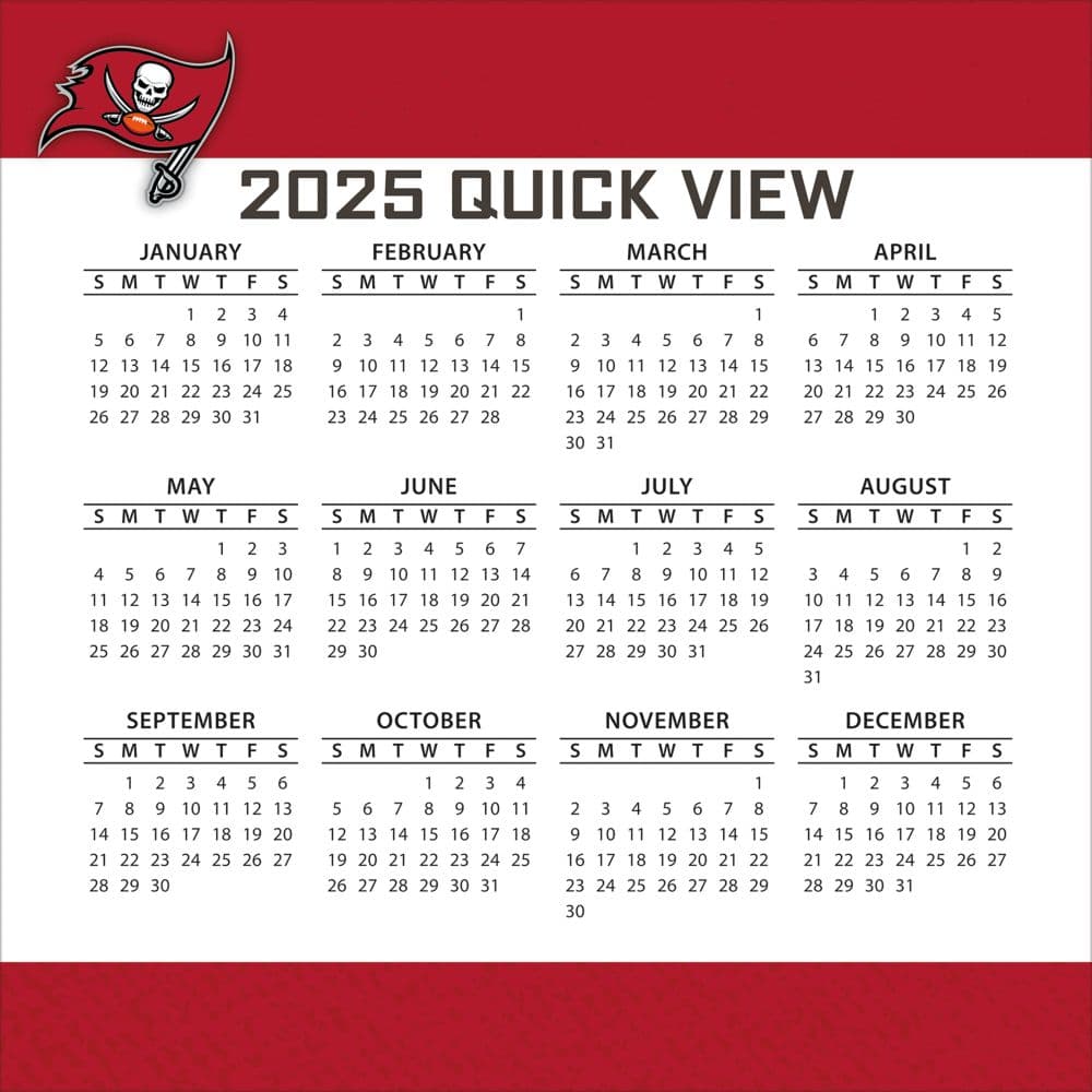 NFL Tampa Bay Buccaneers 2025 Desk Calendar Quick View