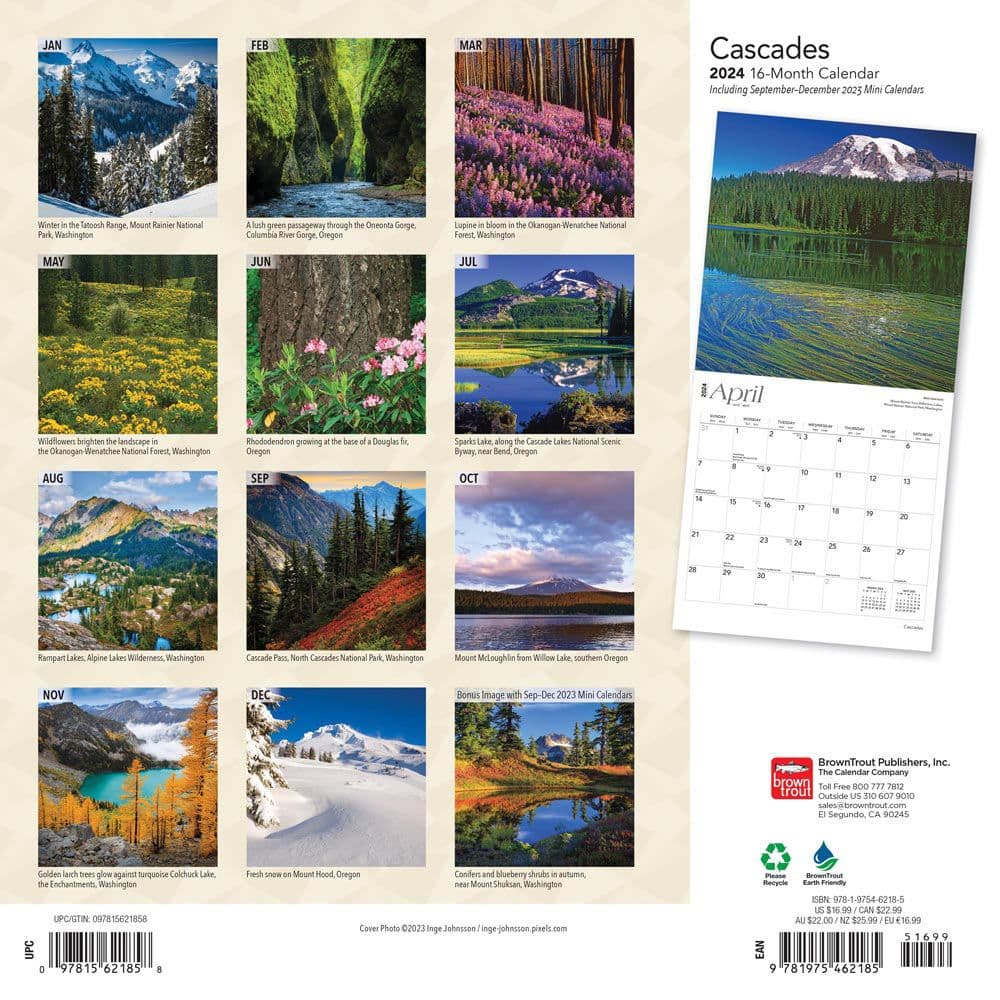 Cascades 2024 Wall Calendar