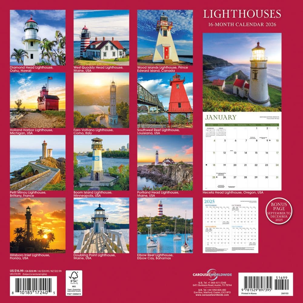 Lighthouses Special Value 2026 Wall Calendar First Alternate Image