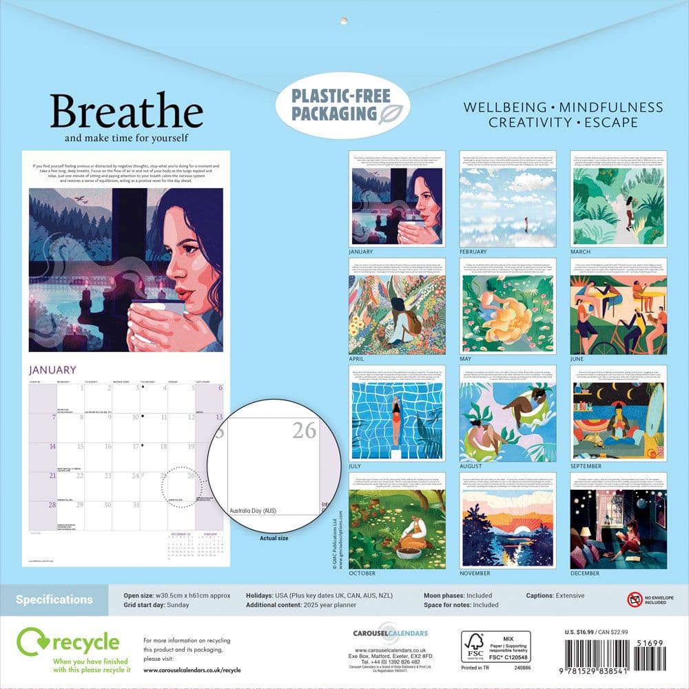 Breathe 2024 Wall Calendar Alternate Image 1