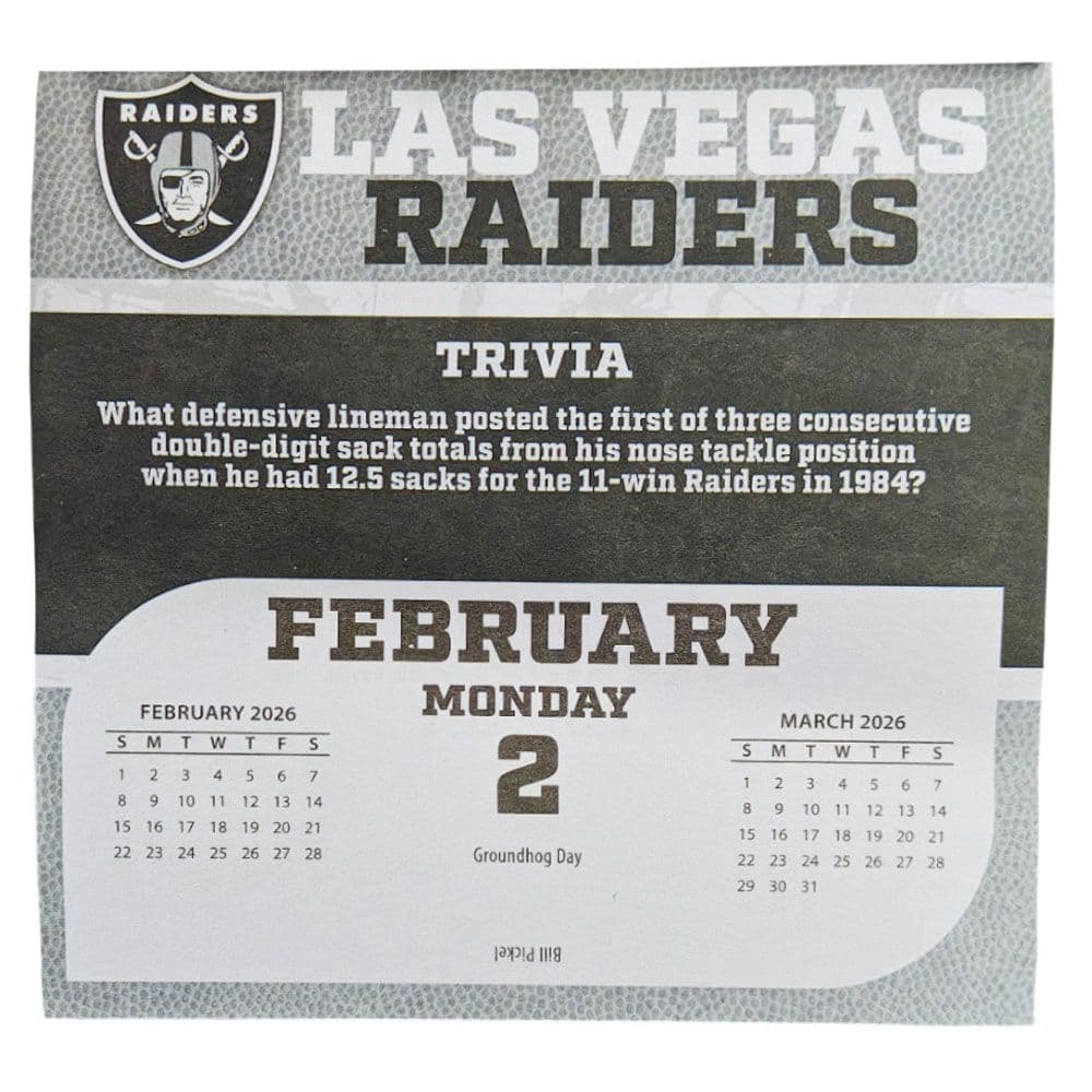 NFL Las Vegas Raiders 2026 Desk Calendar Third Alternate Image