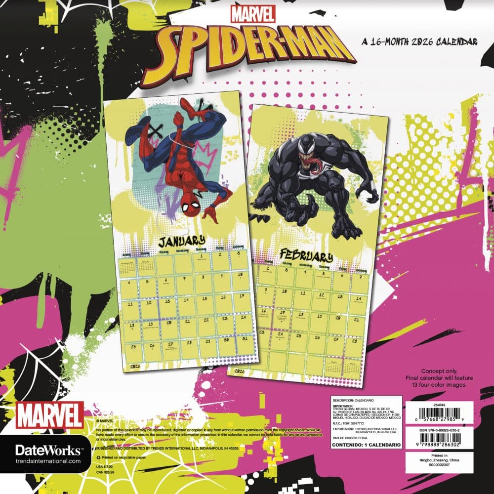 Spider-Man 2026 Wall Calendar First Alternate Image