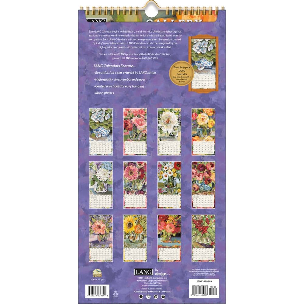 Gallery Florals 2025 Vertical Wall Calendar by Susan Winget