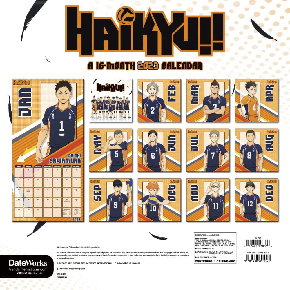 Haikyu 2023 Wall Calendar - Calendars.com