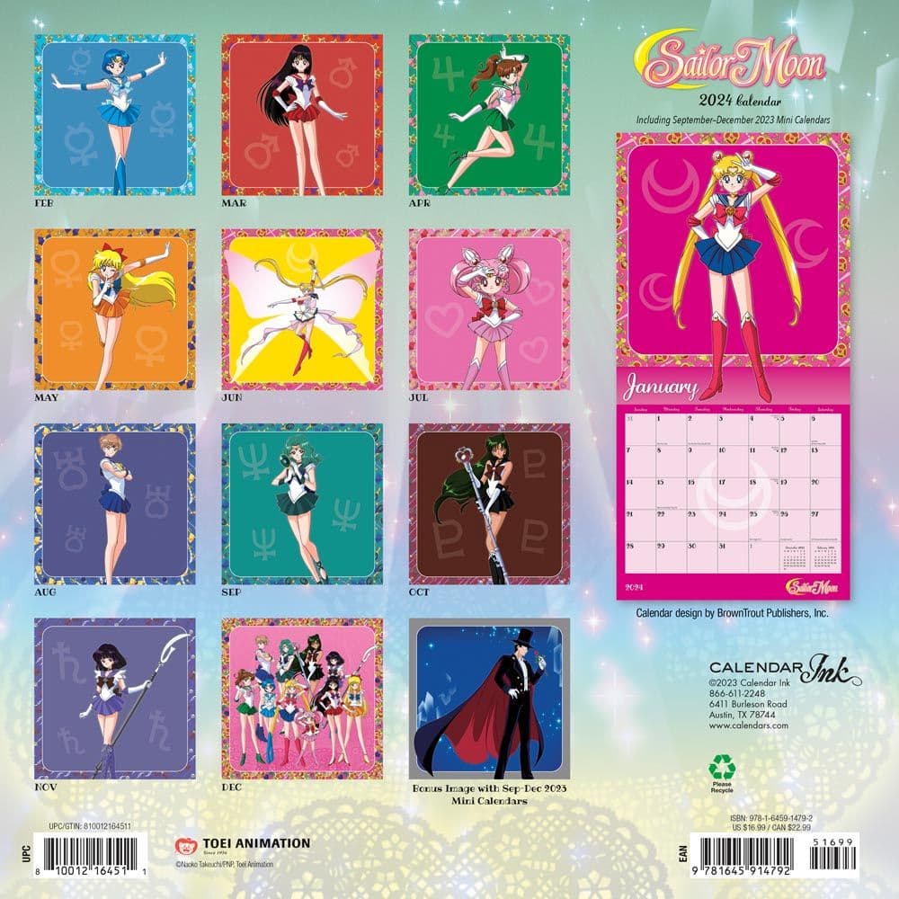 Sailor Moon 2024 Wall Calendar Alt1