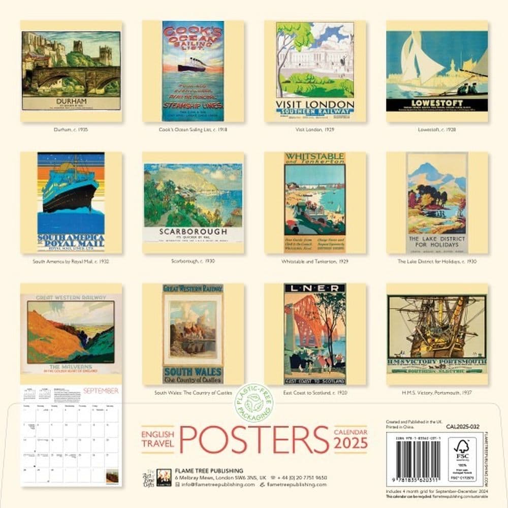 English Travel Posters 2025 Wall Calendar First Alternate Image