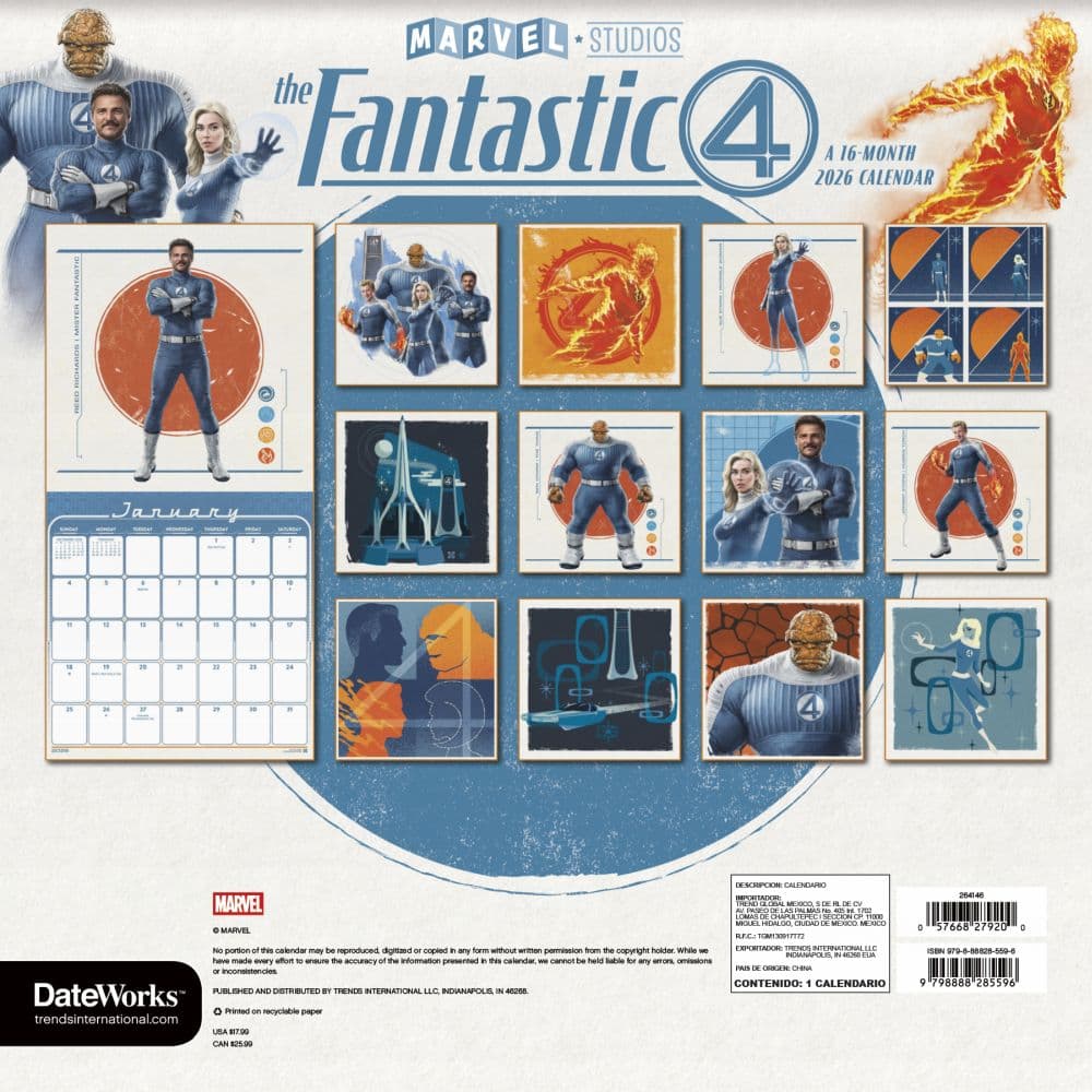 Fantastic Four 2026 Wall Calendar First Alternate Image