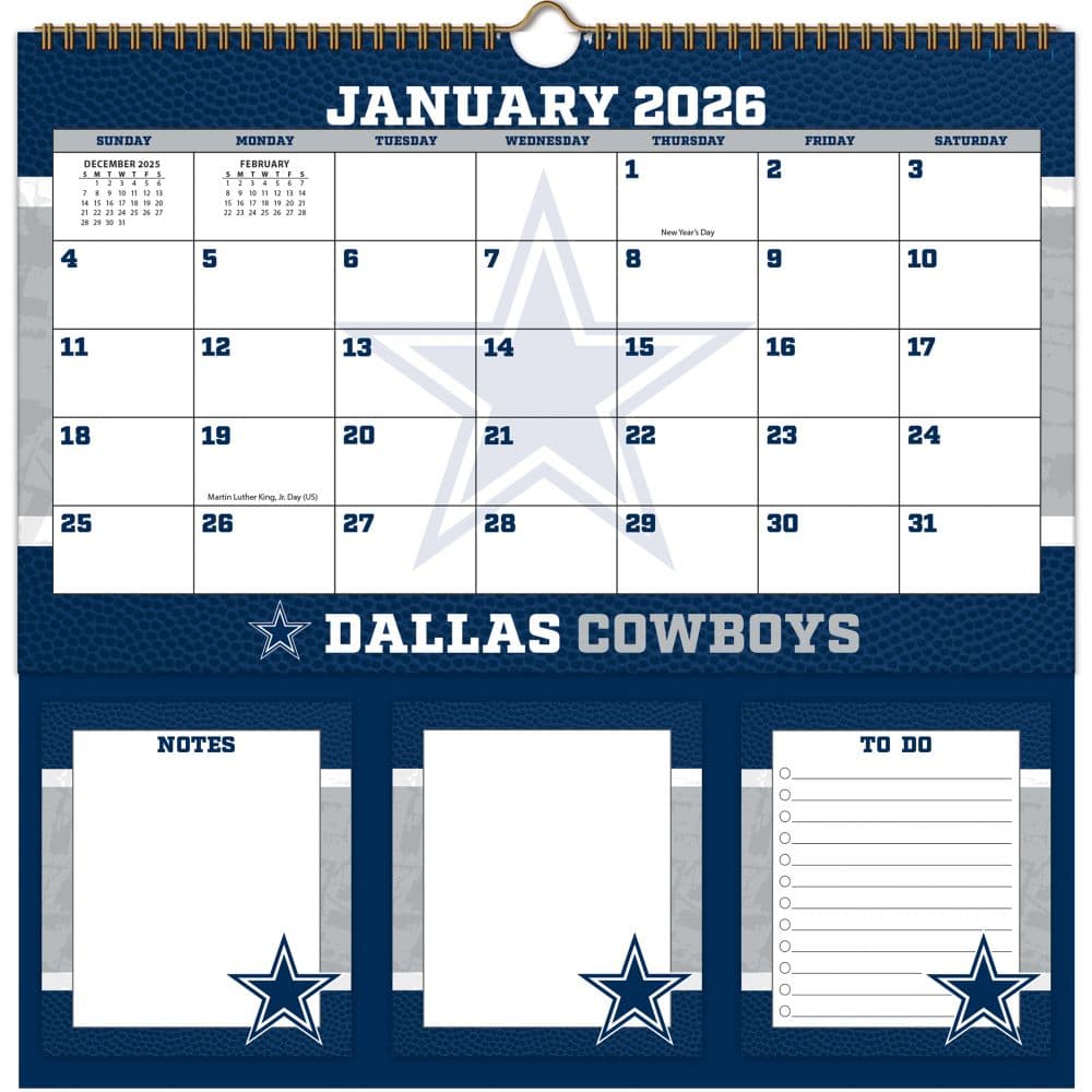 image NFL Dallas Cowboys 2026 Memomate Spiral Wall Calendar