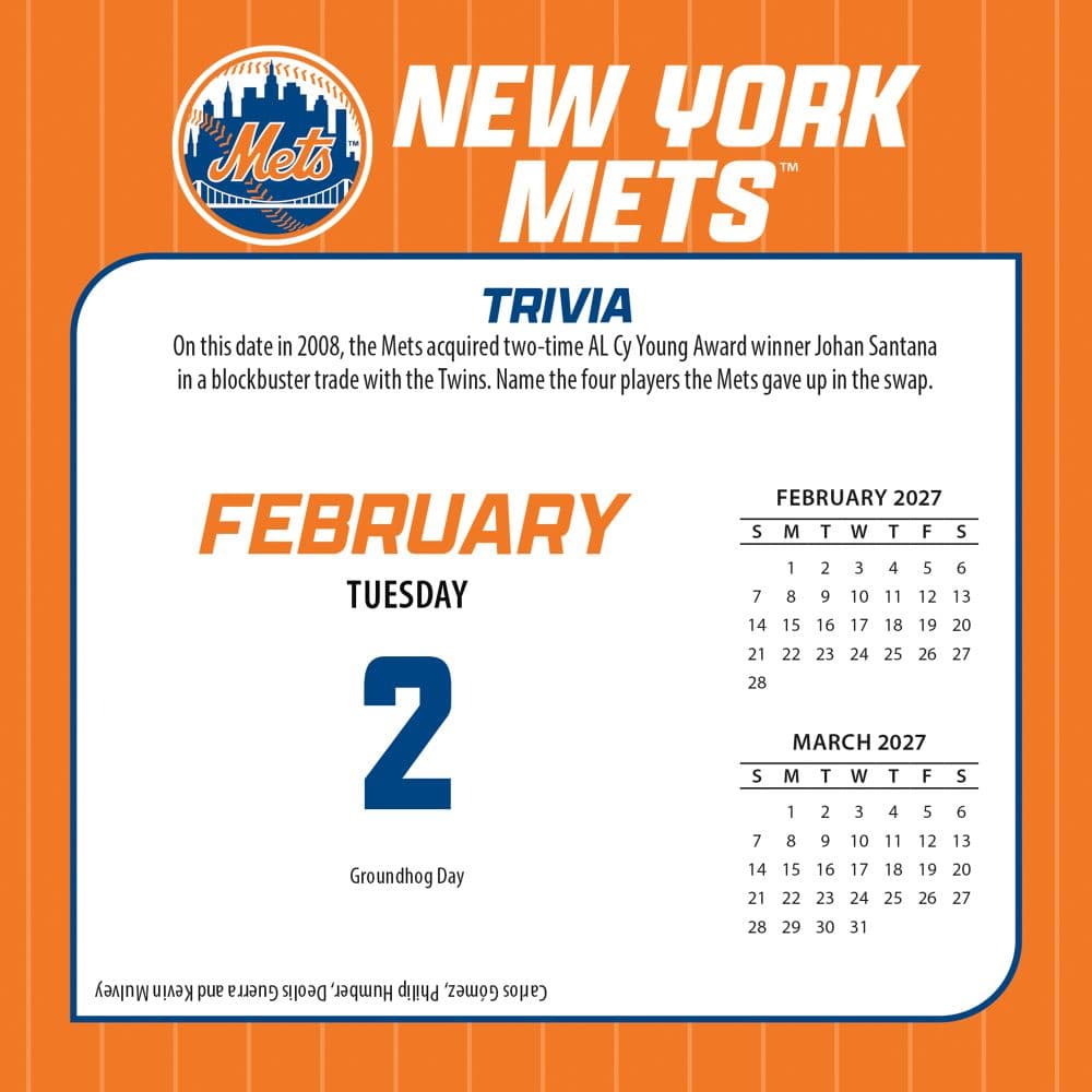 MLB New York Mets 2027 Desk Calendar Third Alternate Image