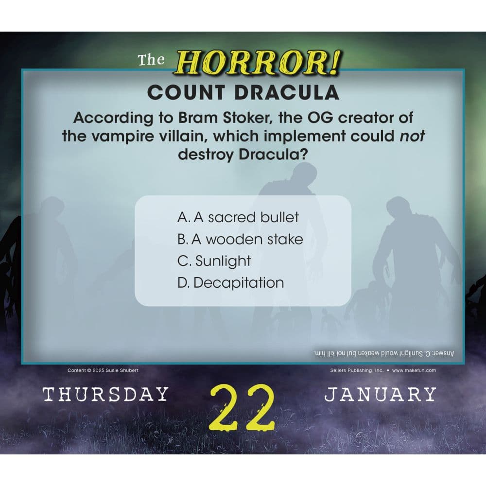 The Horror Terrifying Trivia for Fright Fanatics 2026 Desk Calendar Third Alternate Image