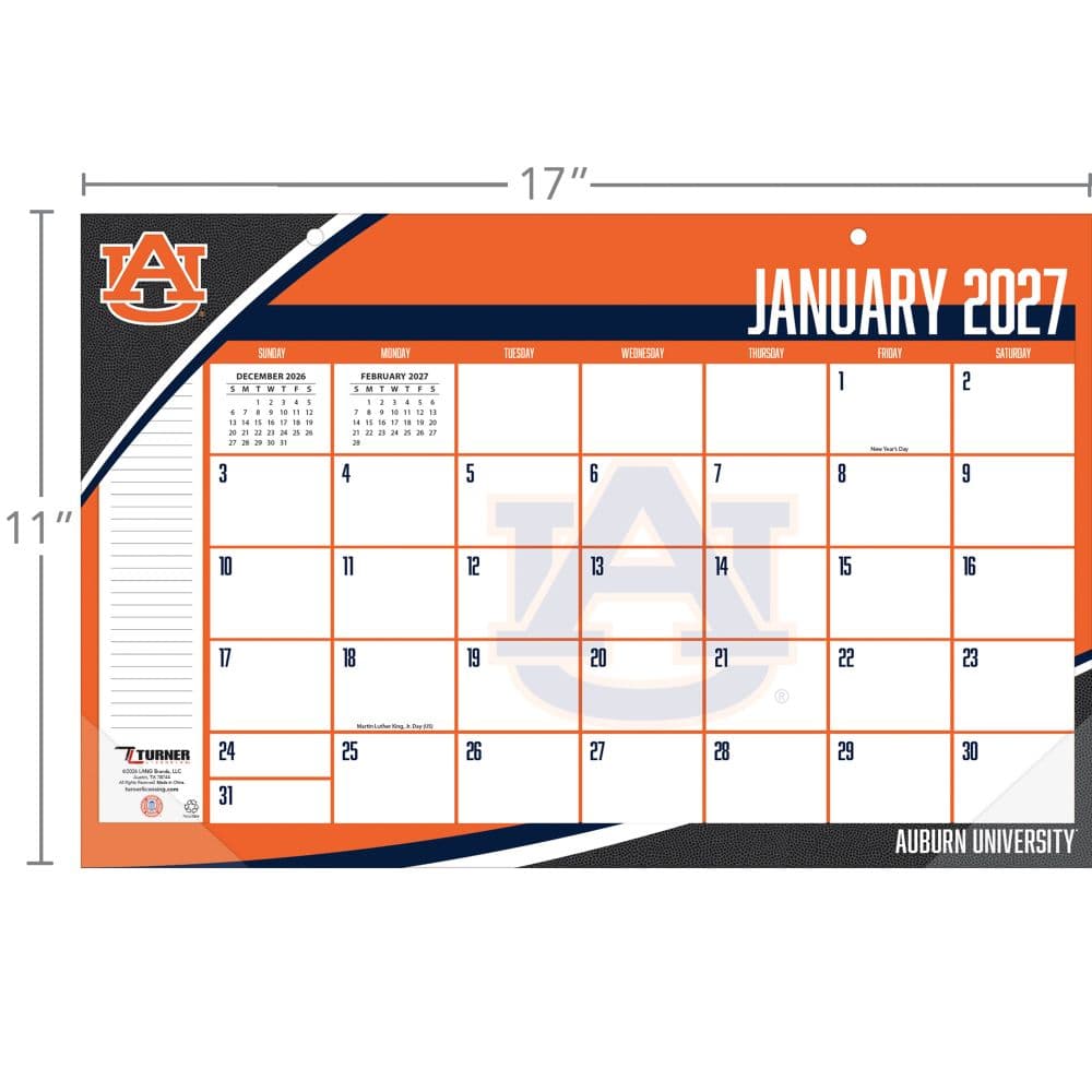 Auburn Tigers 2027 Desk Pad 17" X 11" Third Alternate Image