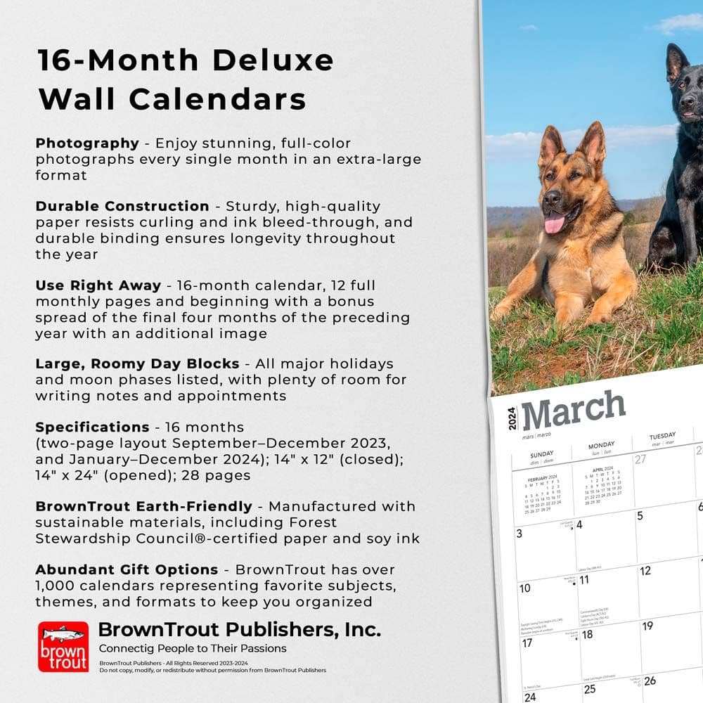 German Shepherds Deluxe 2024 Wall Calendar Alternate Image 4