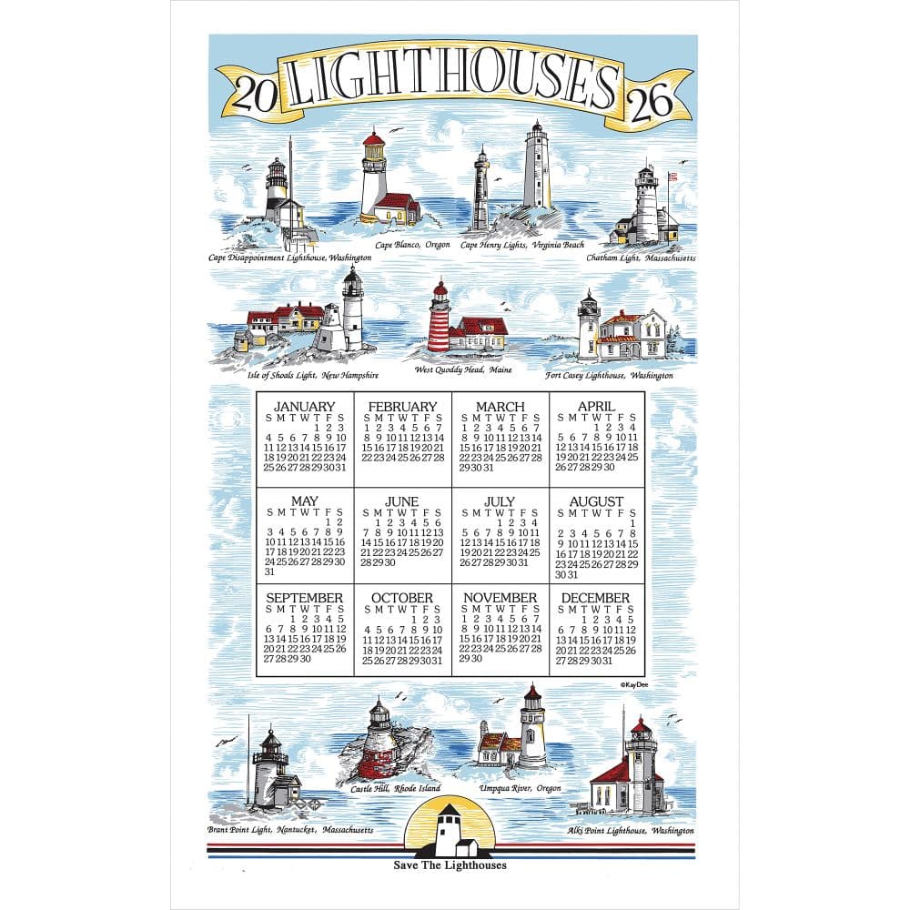 Lighthouses 2026 Calendar Towel_Main Image