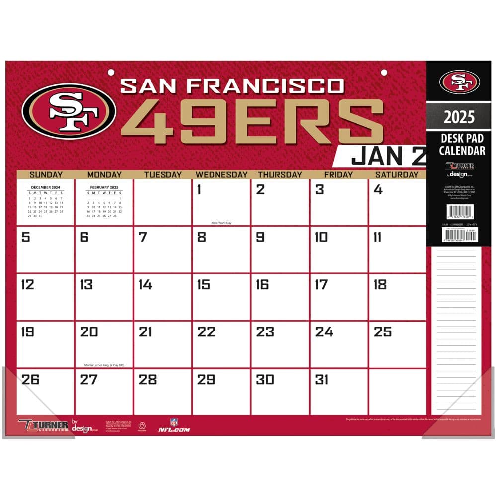 NFL San Francisco 49ers 2025 Desk Pad