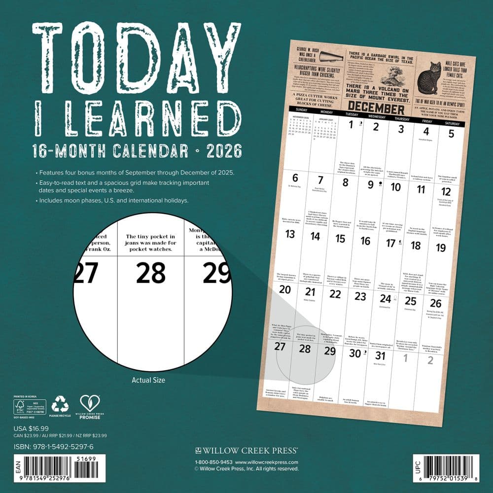 Today I Learned 2026 Wall Calendar First Alternate Image