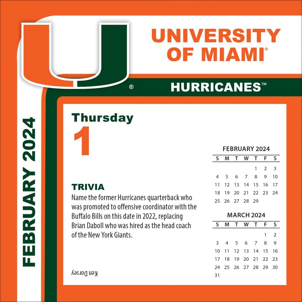 Miami Hurricanes 2024 Desk Calendar Third Alternate Image width=&quot;1000&quot; height=&quot;1000&quot;