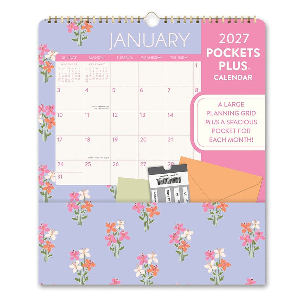 Secret Garden Pockets Plus 2027 Wall Calendar