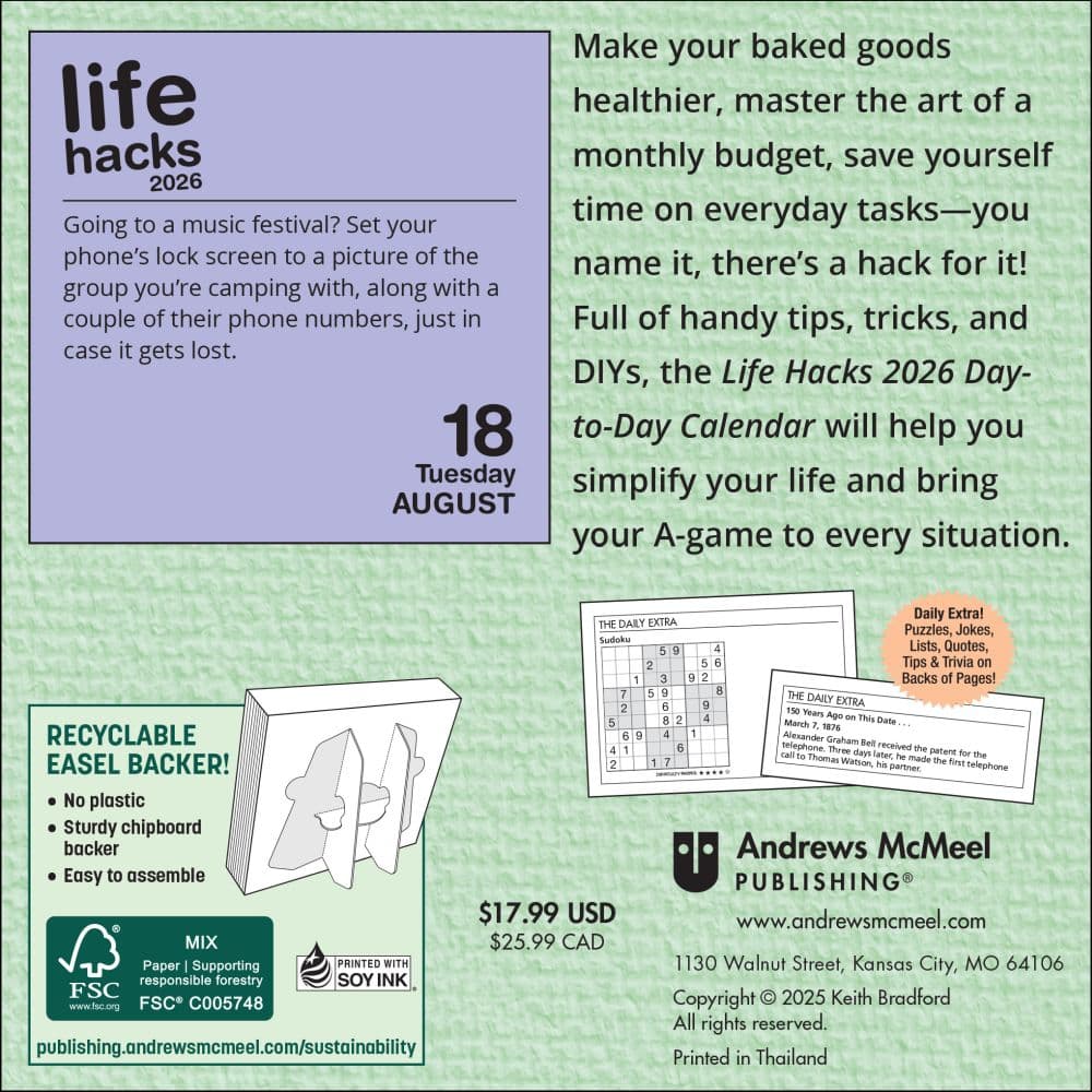 Life Hacks 2026 Desk Calendar First Alternate Image
