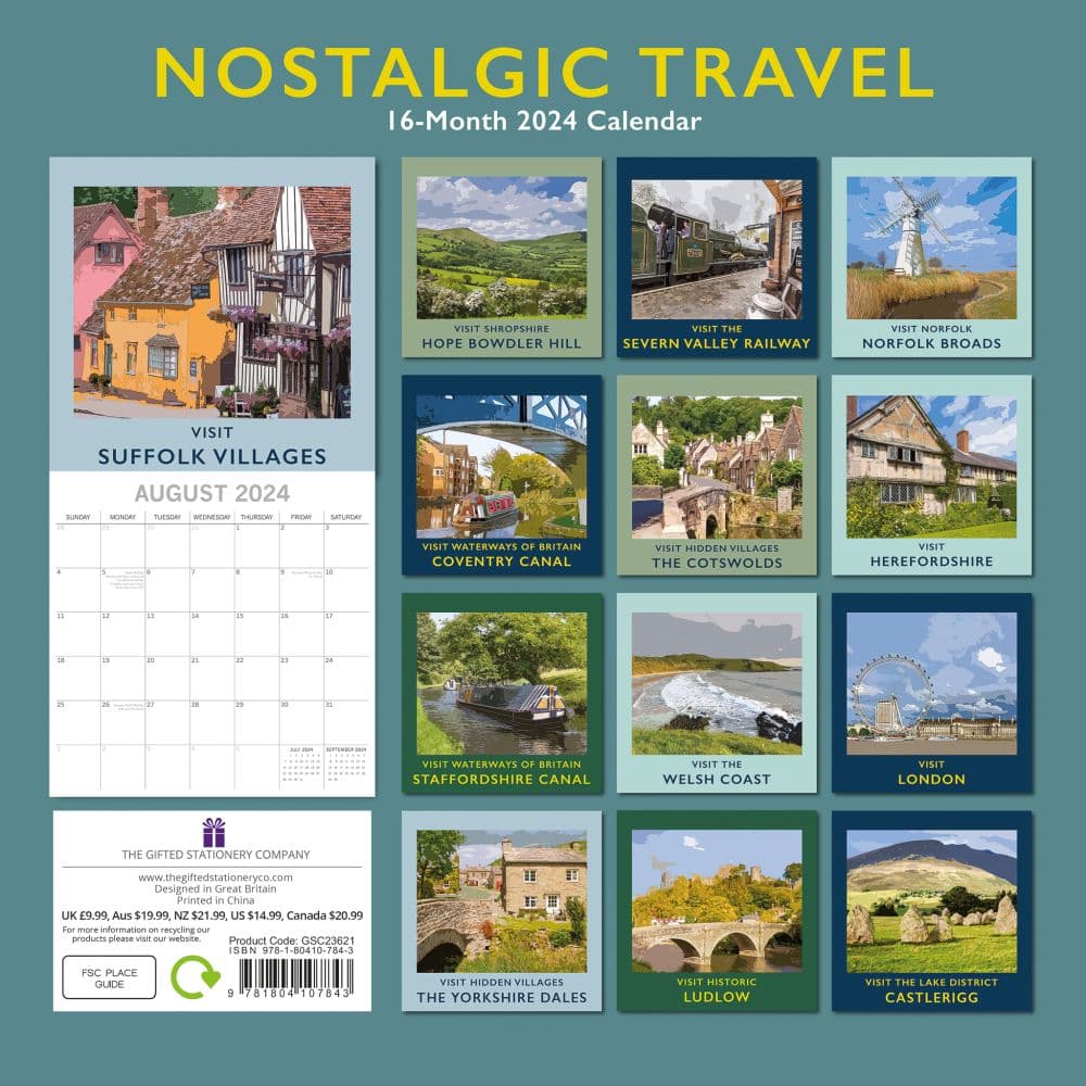 Nostalgic Travel 2024 Wall Calendar