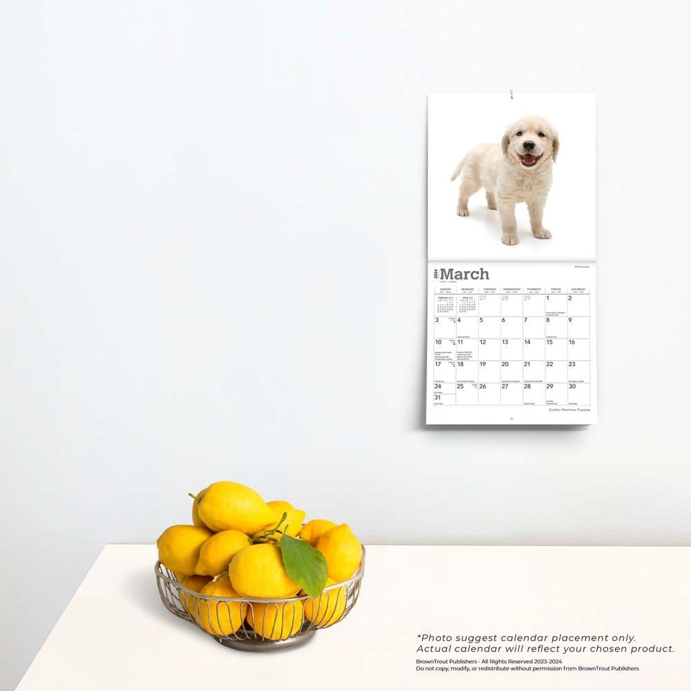 Golden Retriever Puppies 2024 Mini Wall Calendar Third Alternate Image width=&quot;1000&quot; height=&quot;1000&quot;