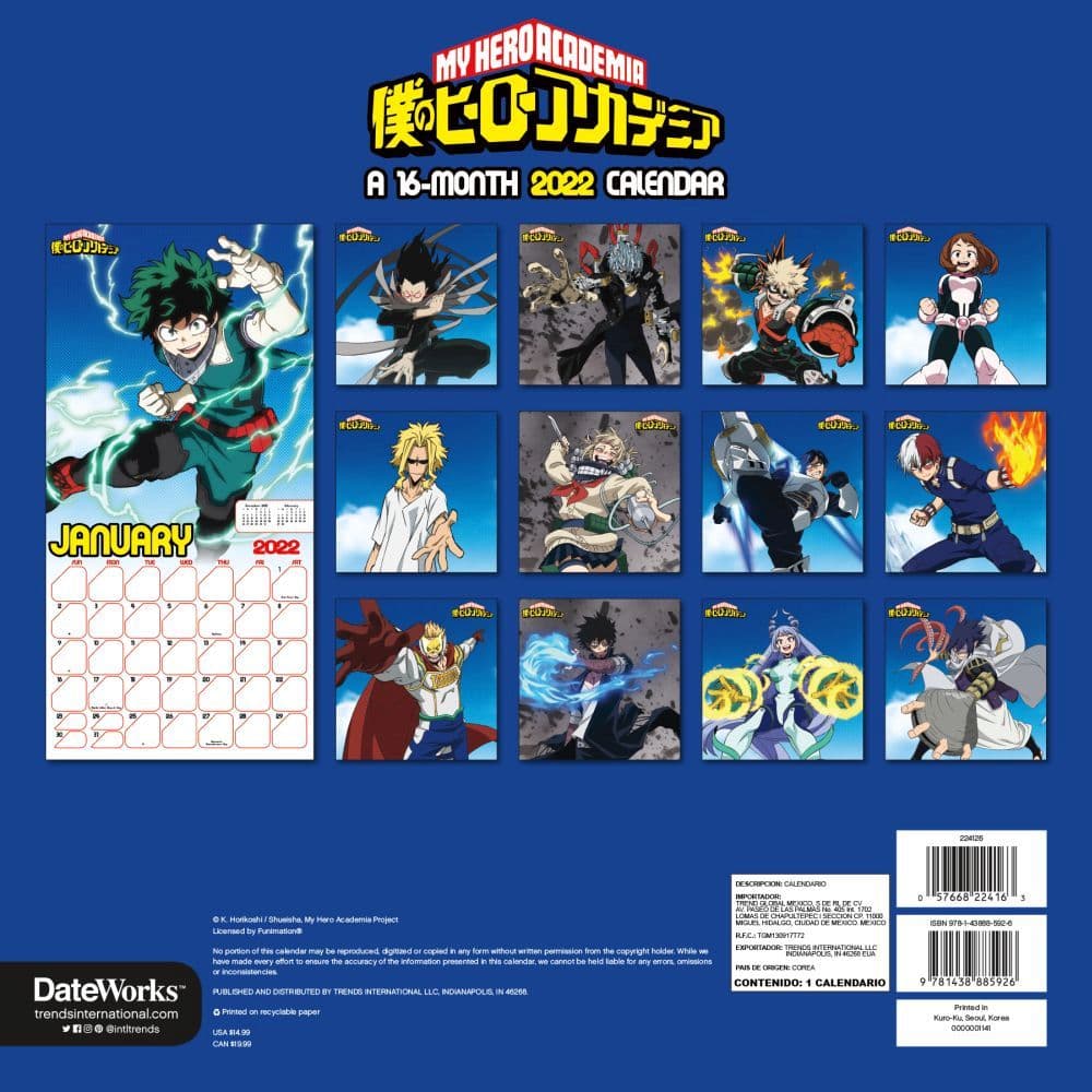 My Hero Academia 2022 Wall Calendar - Calendars.com