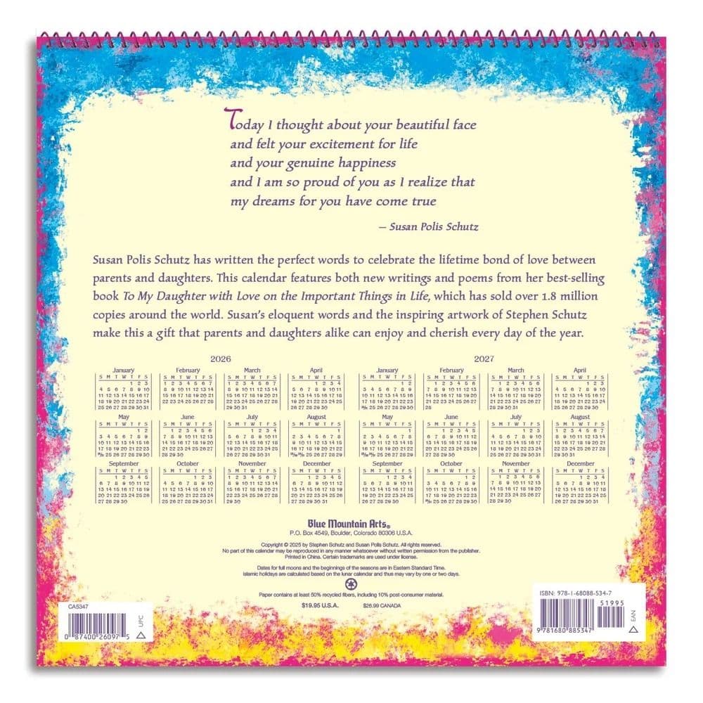 My Daughter I Couldn't Be More Proud Of You 2026 Wall Calendar First Alternate Image