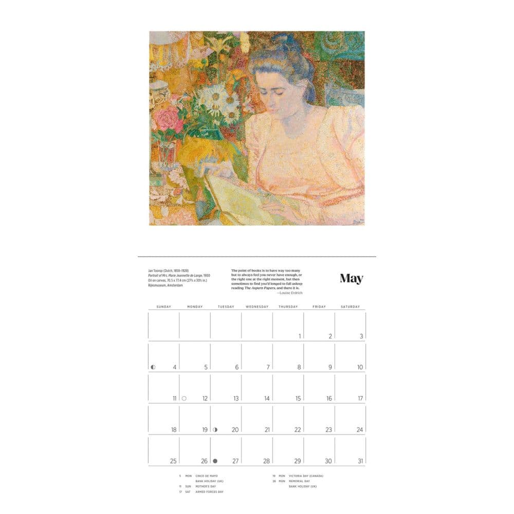 Reading Woman 2025 Mini Wall Calendar Alt2