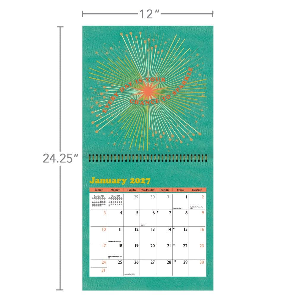 Sunshine Affirmations 2027 Spiral Wall Calendar Third Alternate Image