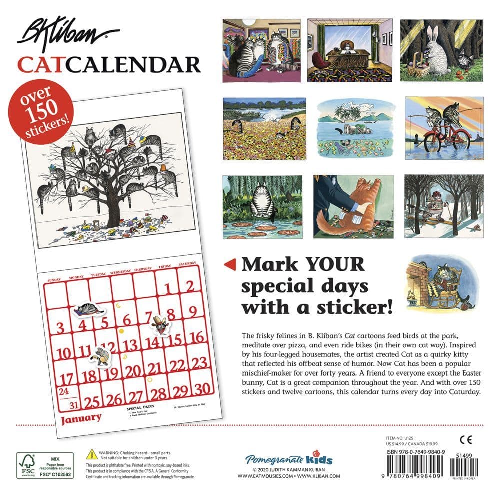 Kliban Cat Sticker Wall Calendar Calendars com