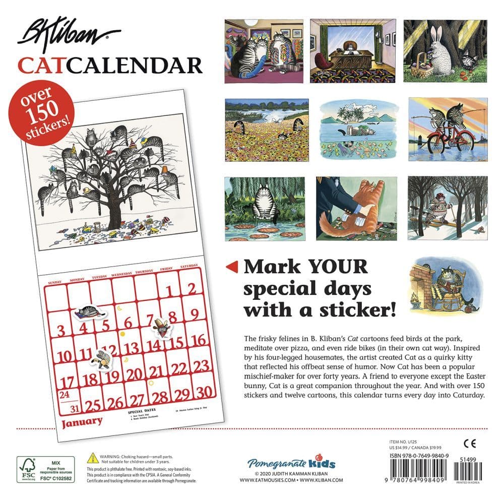Kliban Cat Sticker Wall Calendar Calendars