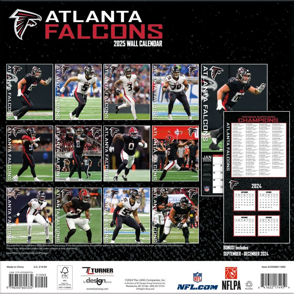 NFL Atlanta Falcons 2025 Wall Calendar First Alternate Image