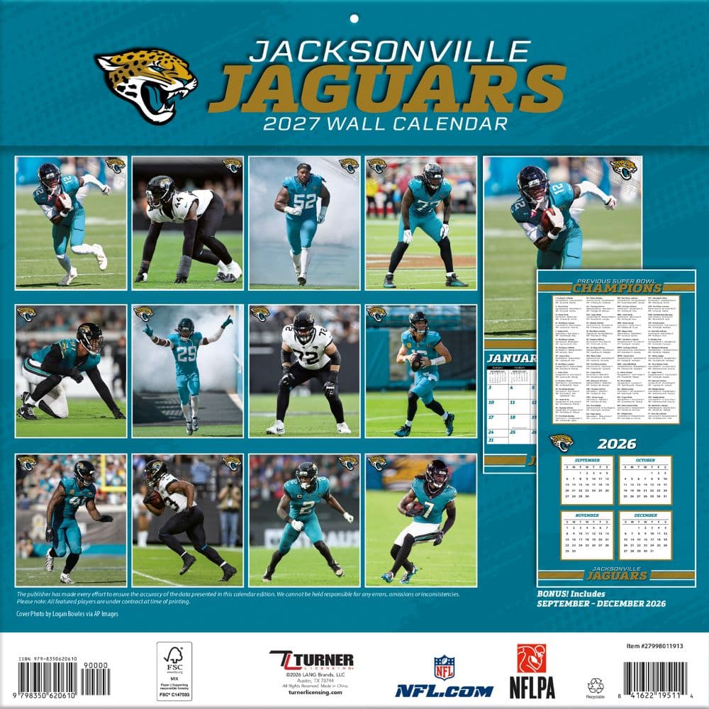 NFL Jacksonville Jaguars 2027 Wall Calendar First Alternate Image