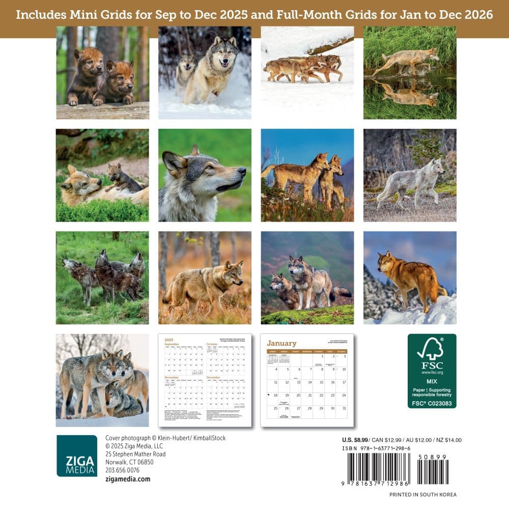 Wolves 2026 Mini Wall Calendar First Alternate Image