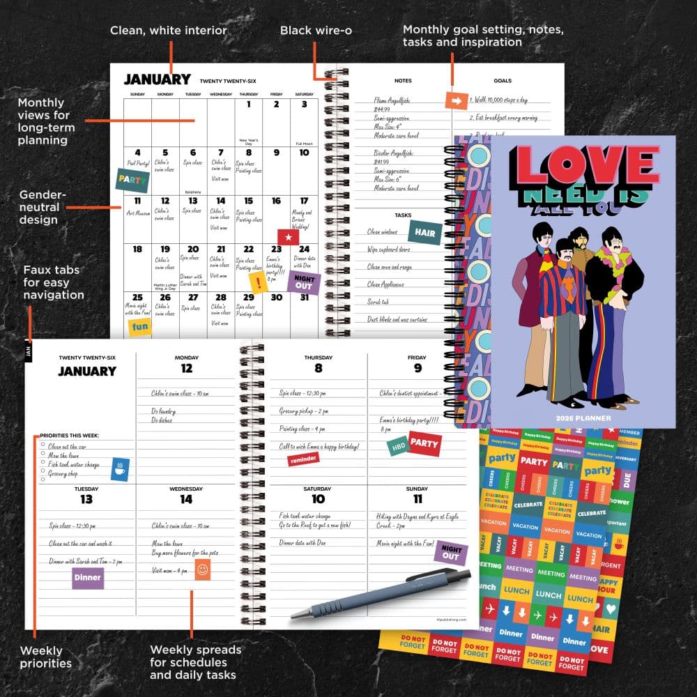 Beatles 6.5x8 2026 Planner Seventh Alternate Image