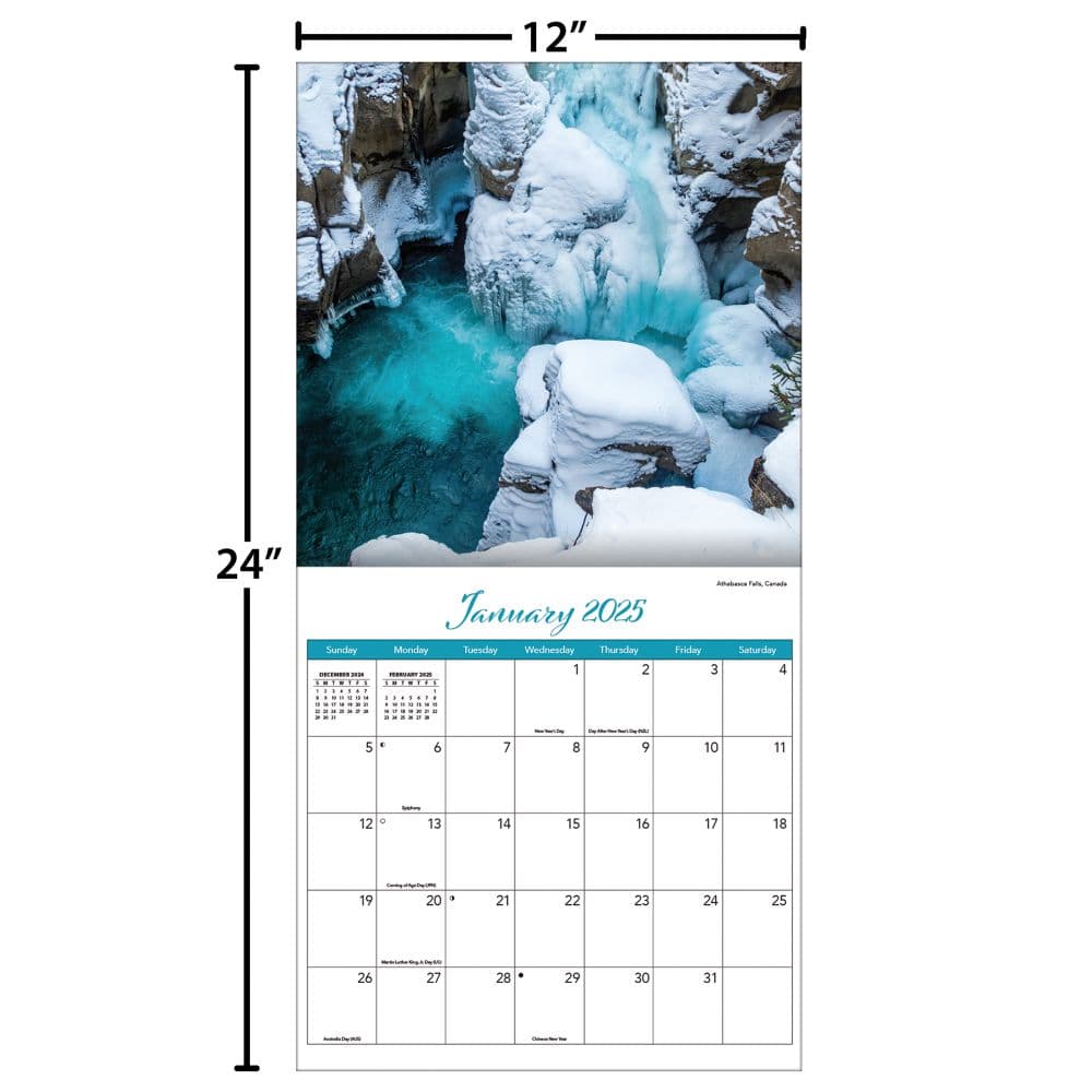 Waterfalls 2025 Wall Calendar