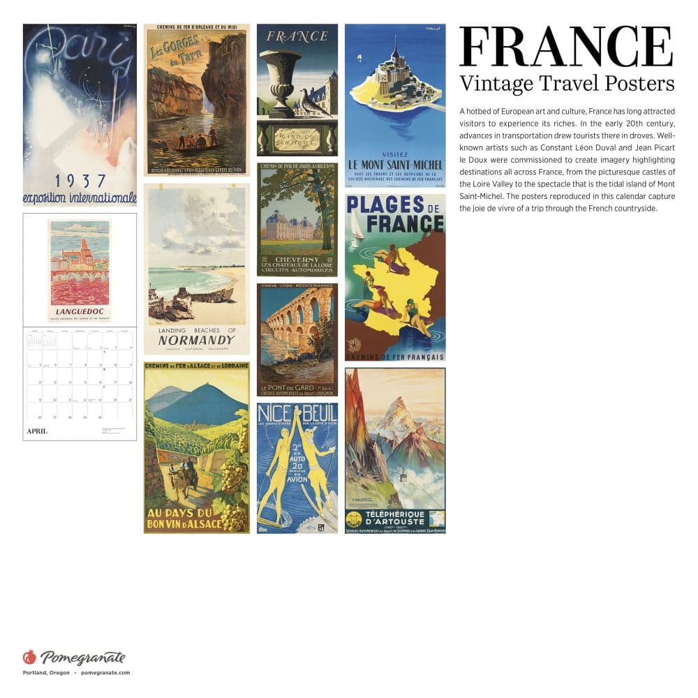 France Vintage Travel Posters 2026 Wall Calendar First Alternate Image