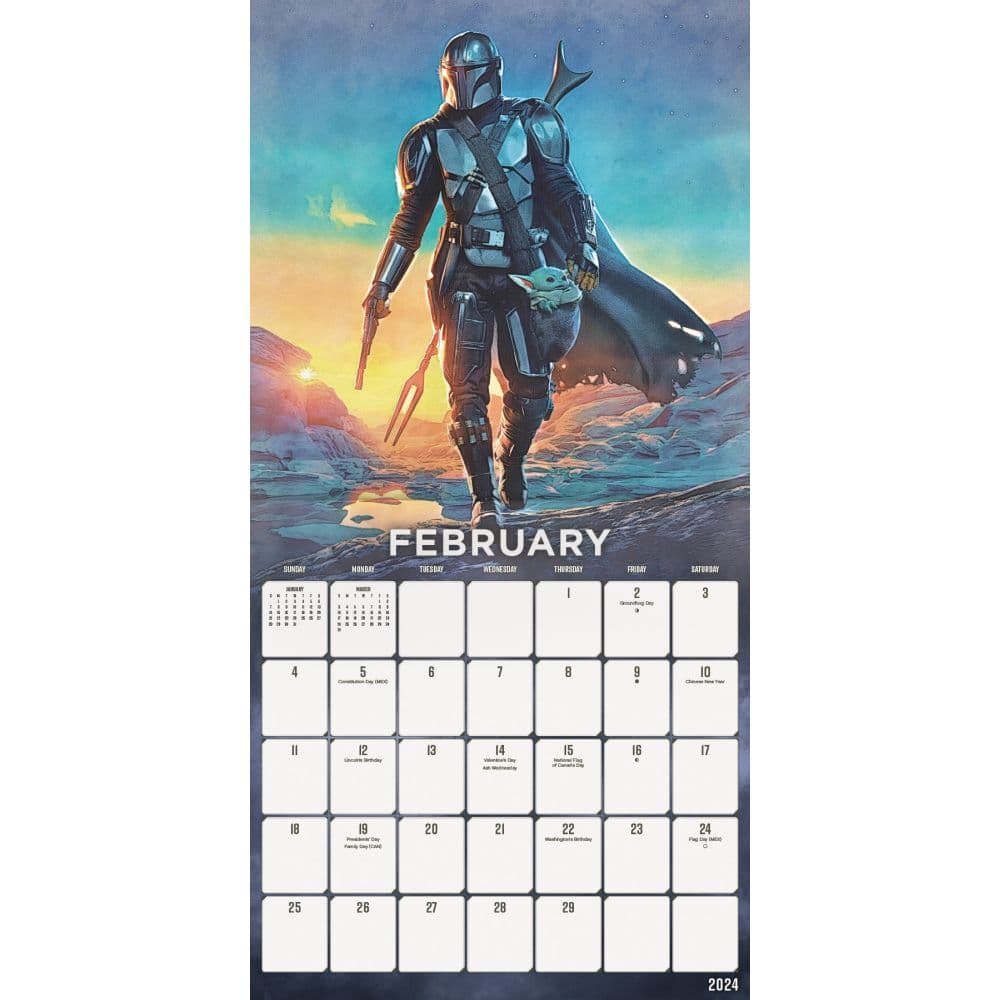 Star Wars Mandalorian Exclusive with Decal 2024 Wall Calendar - Calendars .com