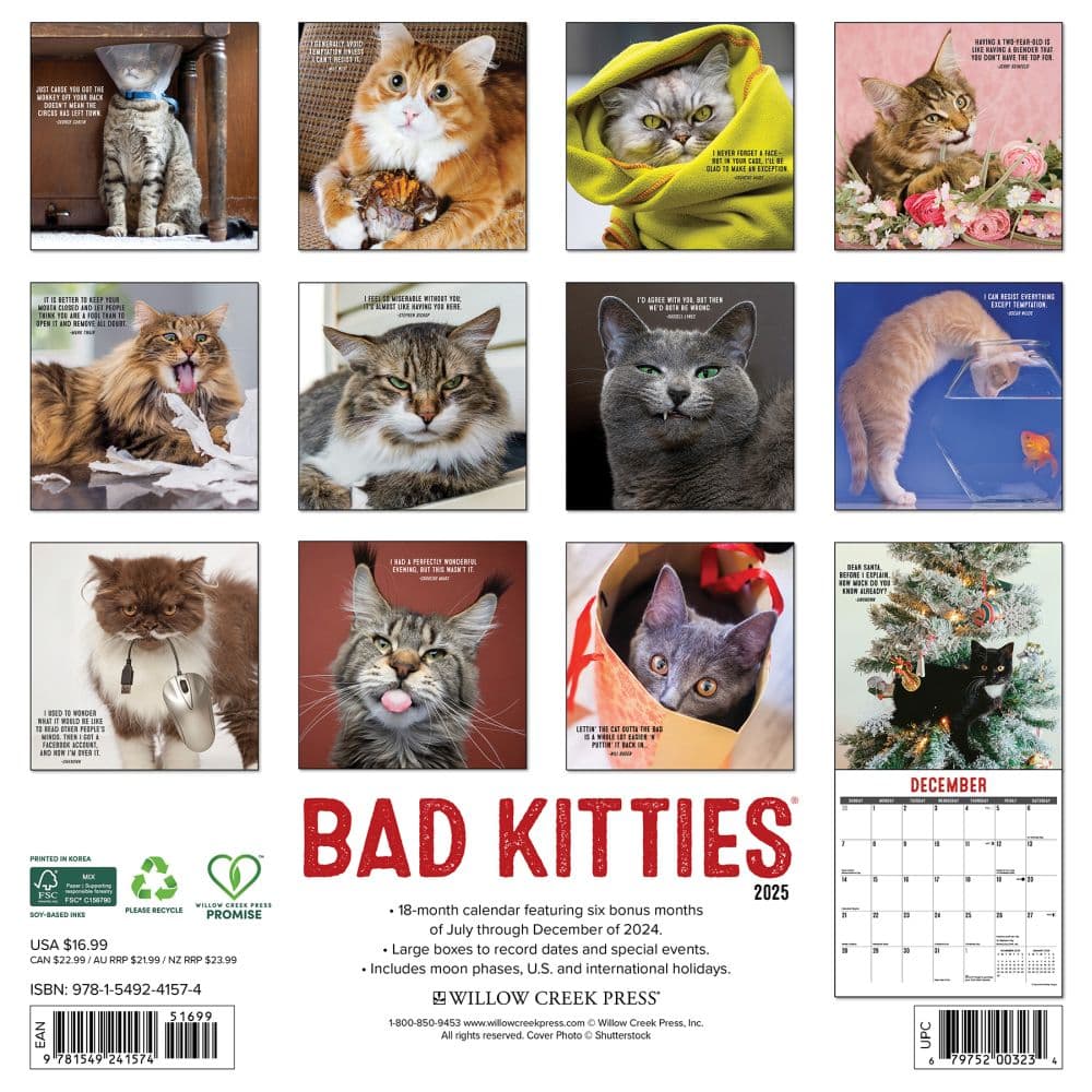 Just Bad Kitties 2025 Wall Calendar