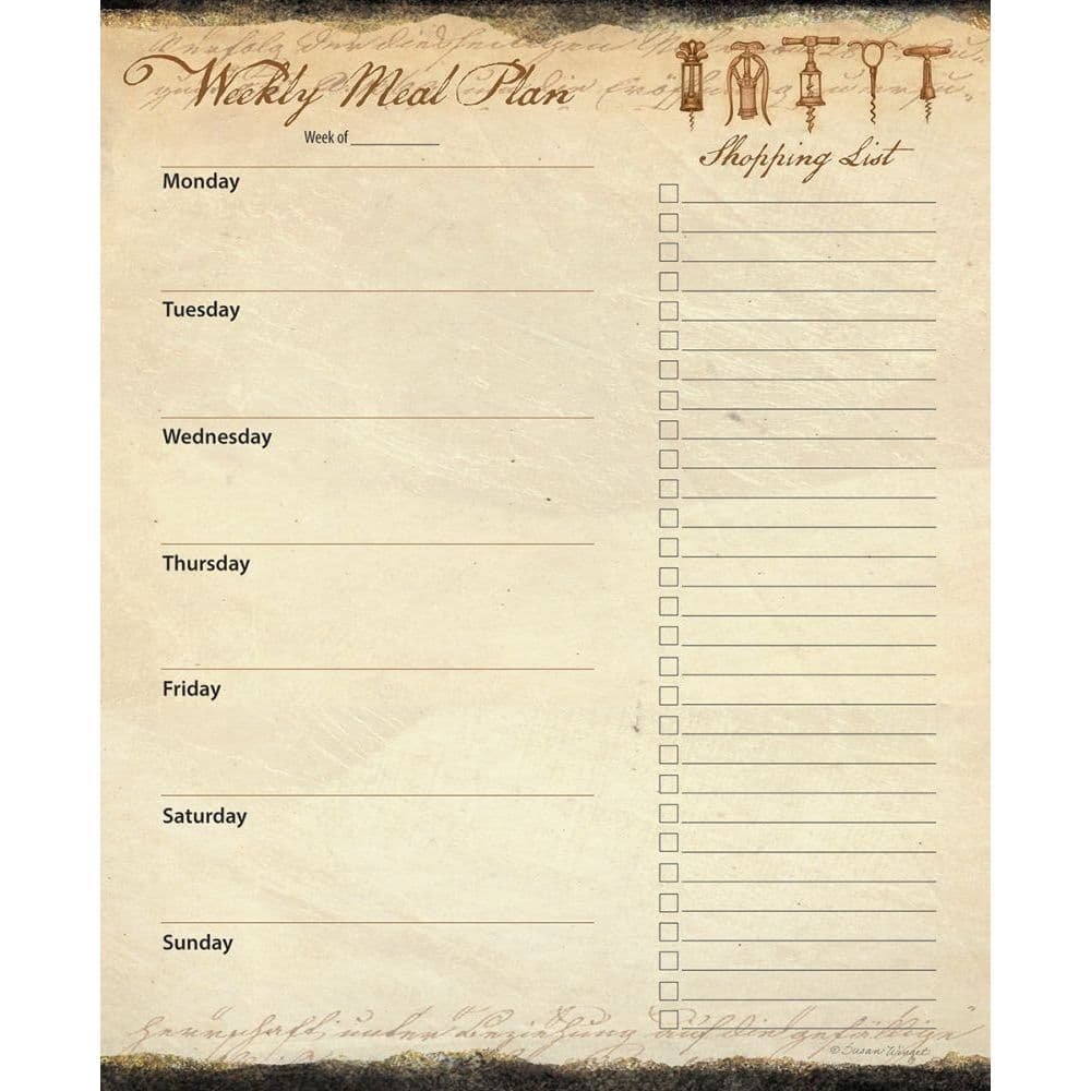 Gilded Wine Meal Planner by Susan Winget