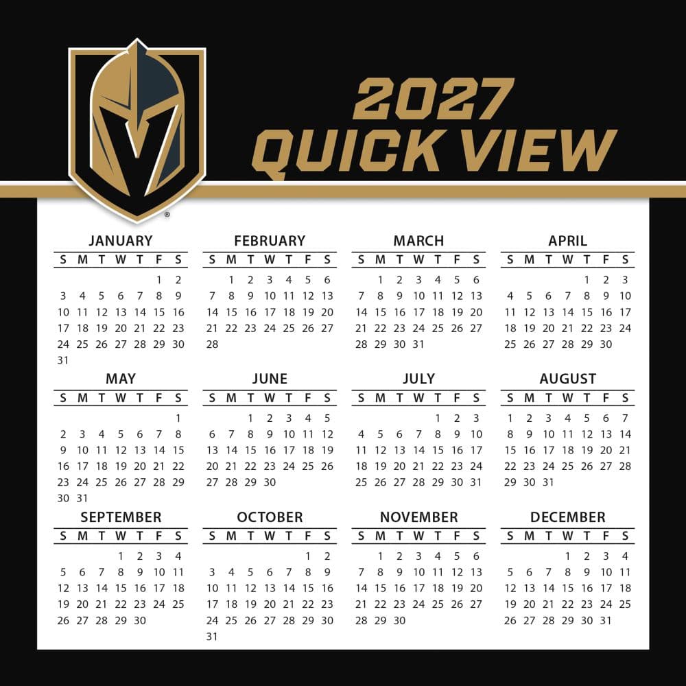 NHL Vegas Golden Knights 2027 Desk Calendar Third Alternate Image