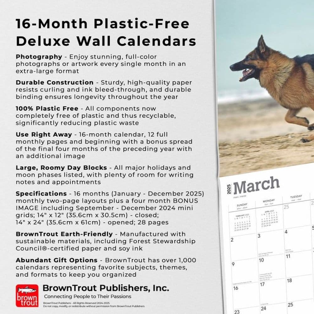 German Shepherds Deluxe 2025 Wall Calendar Fifth Alternate Image