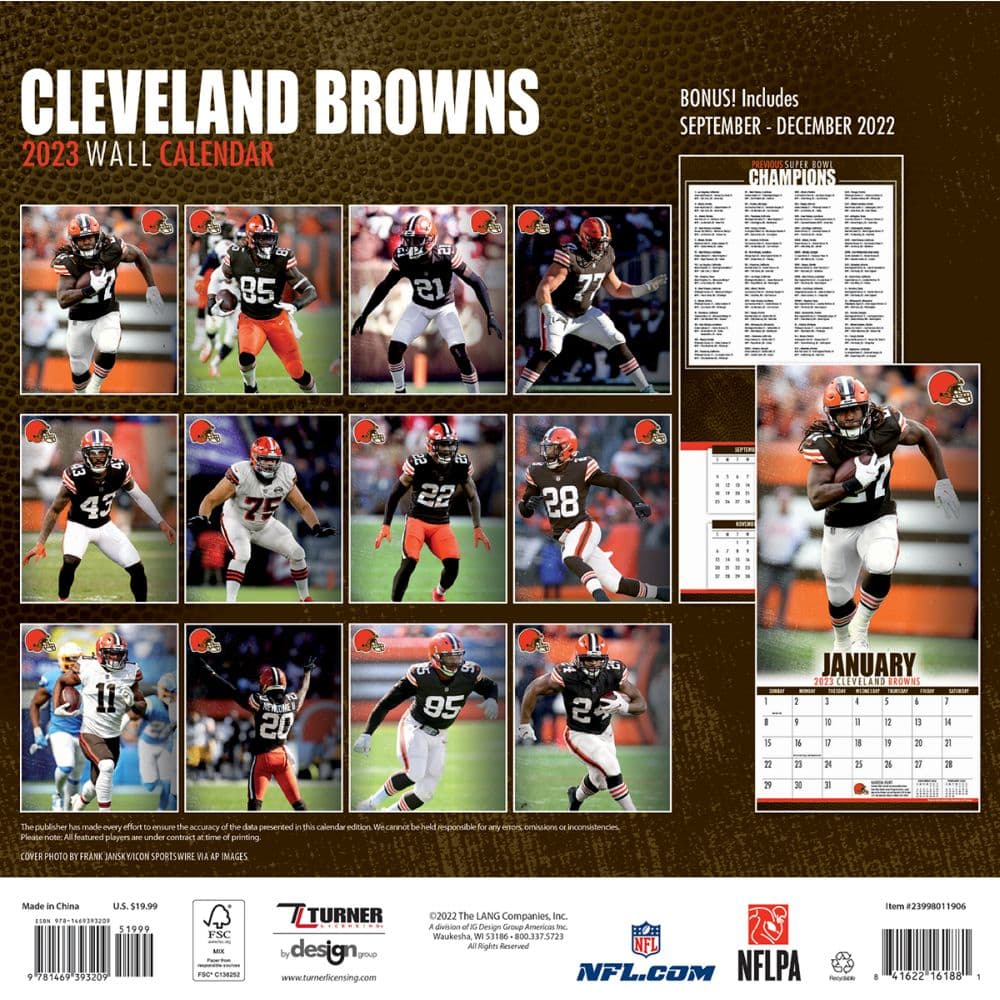 NFL Cleveland Browns 2023 Wall Calendar - Calendars.com