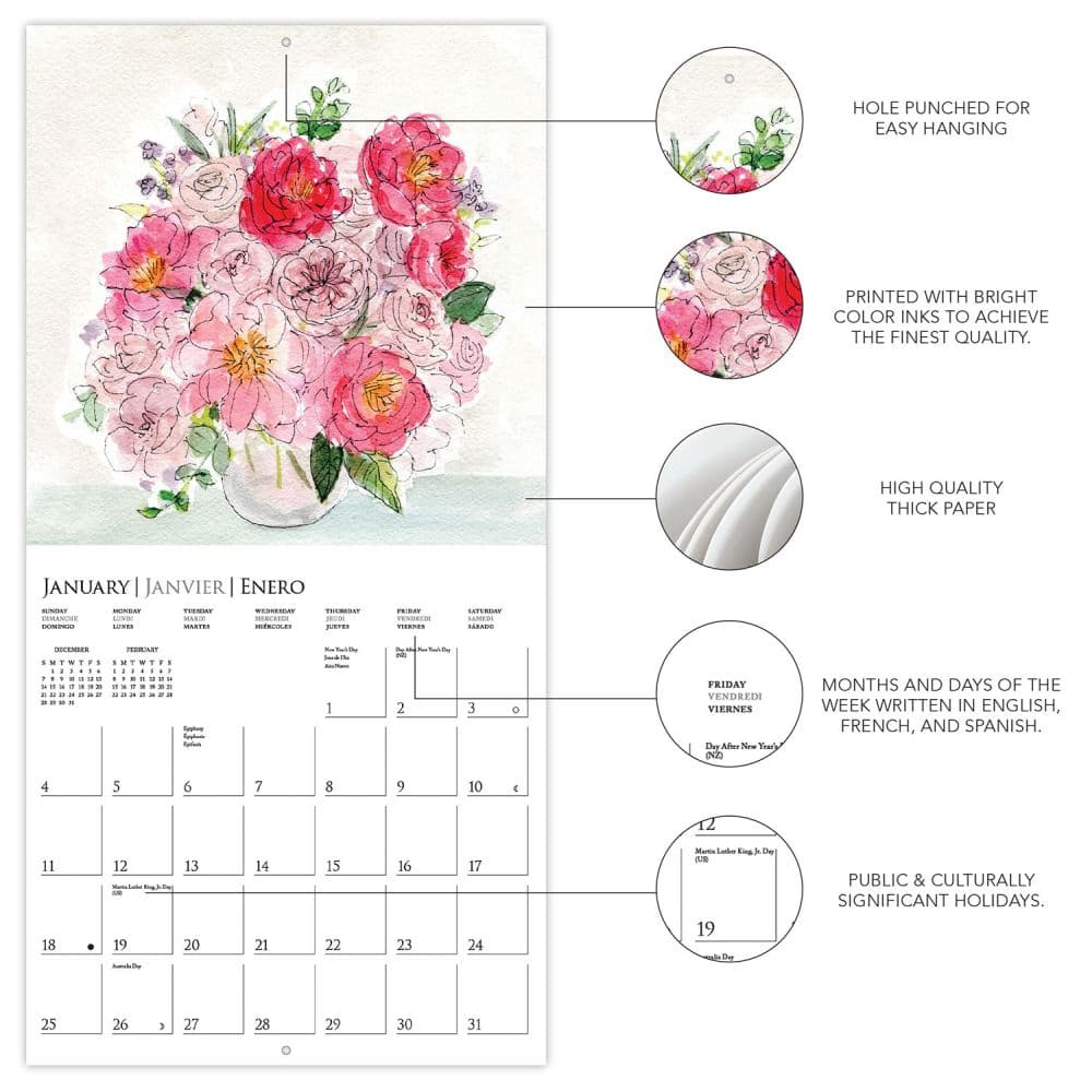 Painted Florals 2026 Wall Calendar Second Alternate Image