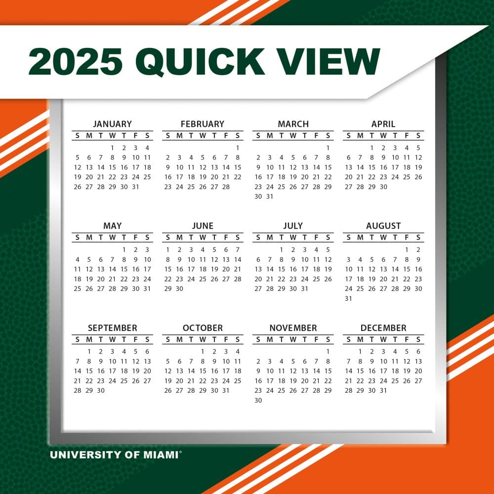 COL Miami Hurricanes 2025 Desk Calendar Third Alternate Image