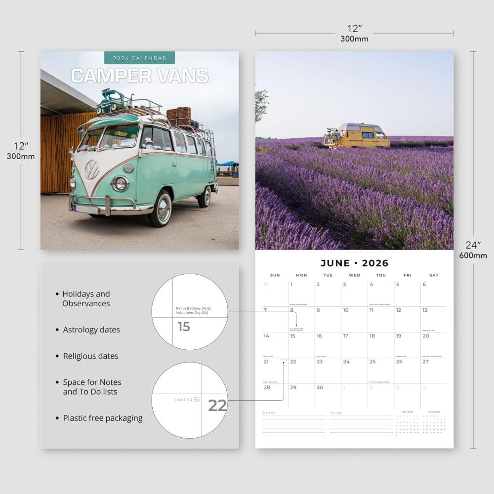 Camper Vans 2026 Wall Calendar Fourth Alternate Image