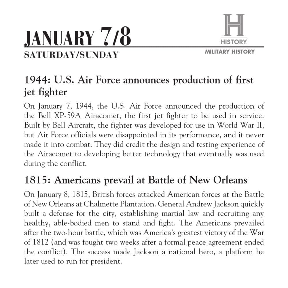 History Channel This Day in Military History 2023 Desk Calendar