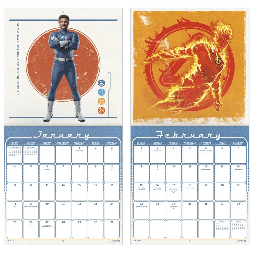 Fantastic Four 2026 Wall Calendar Fifth Alternate Image