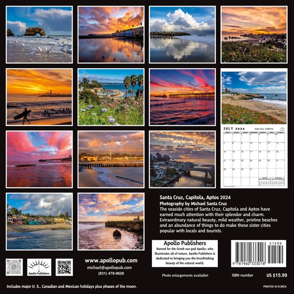 Santa Cruz Capitola & Aptos 2024 Wall Calendar