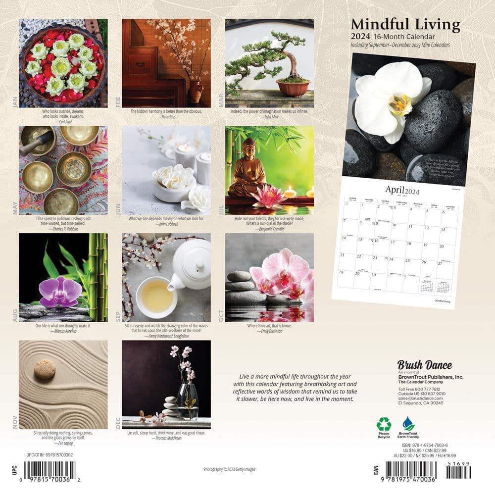 Mindful Living 2024 Wall Calendar